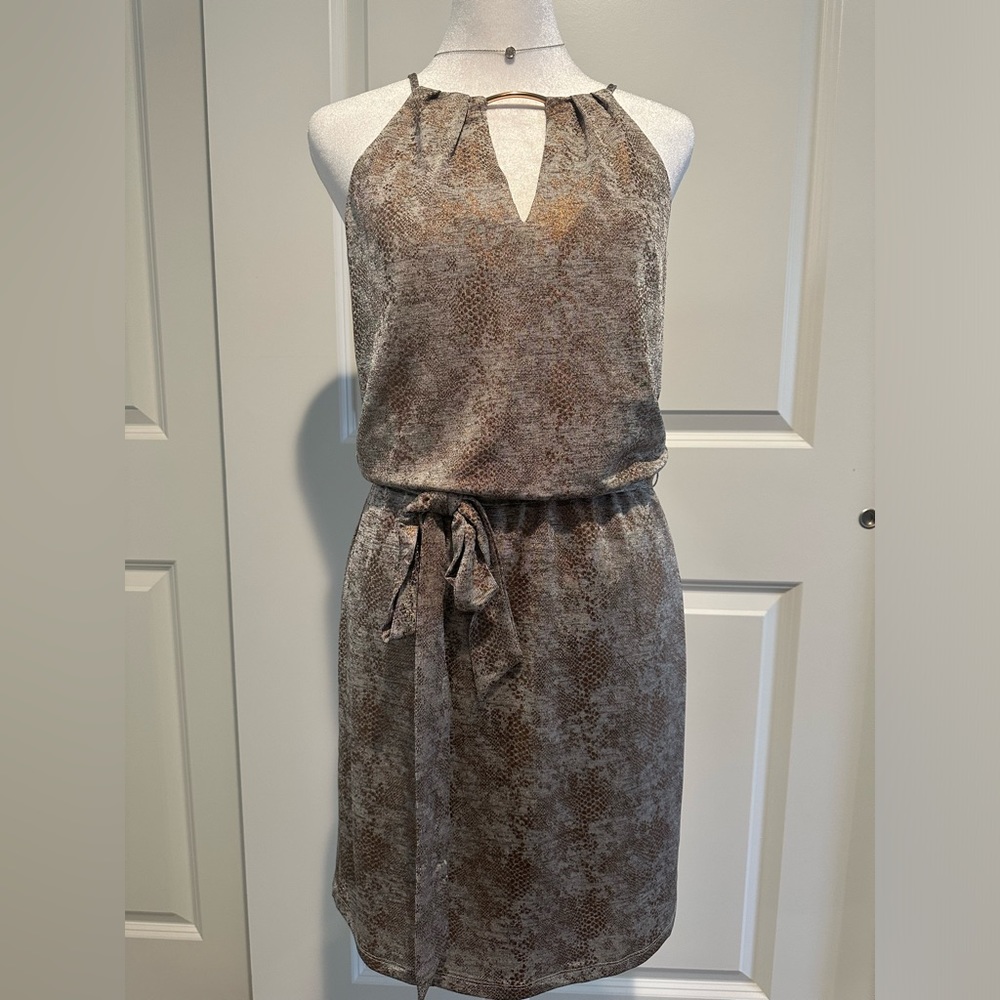 White House Black Market Metallic Bronze Dress